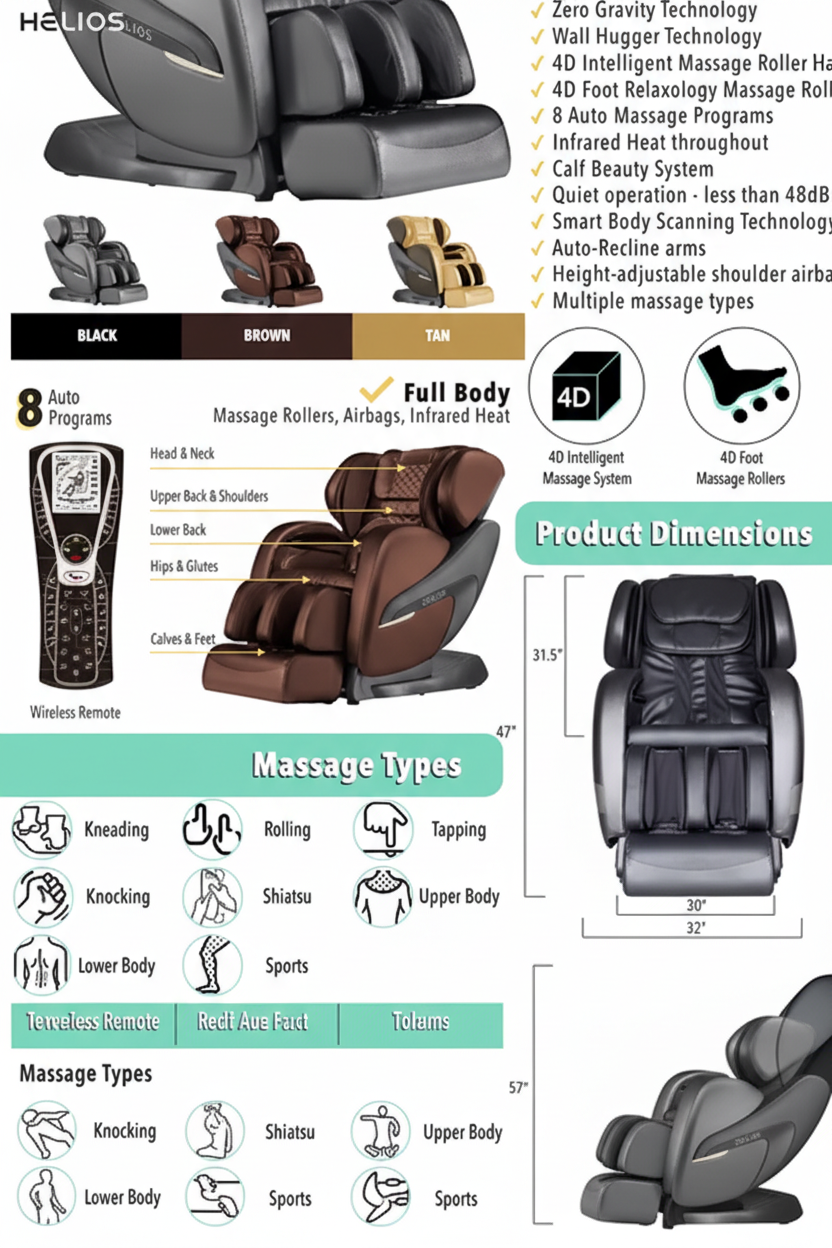 Helios HM5500 Massage Chair - Black